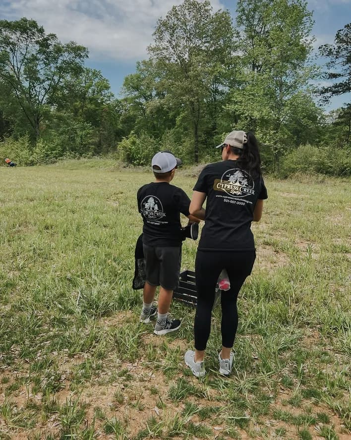 Family walking at Cypress Creek